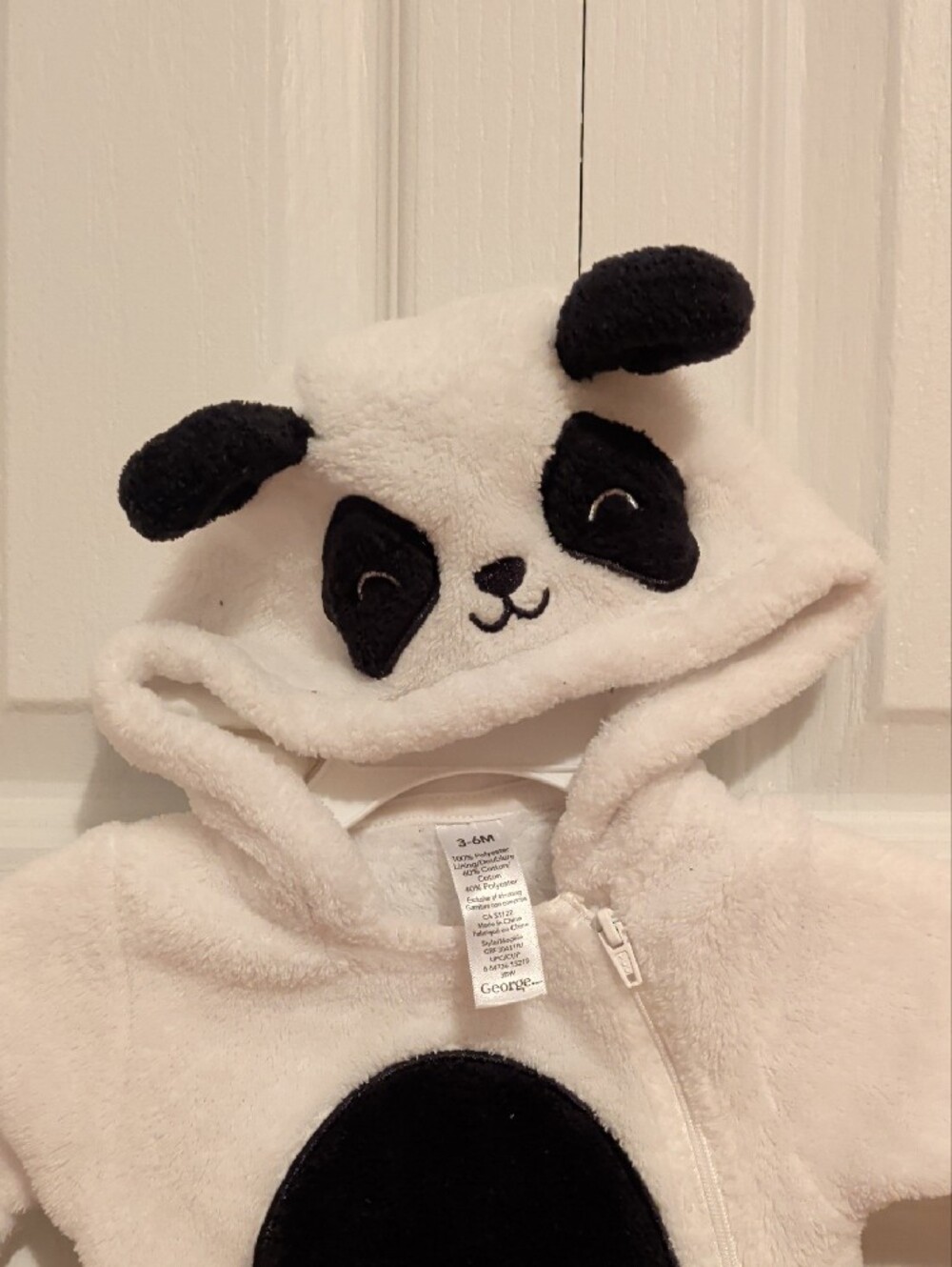 🐼 Halloween White and Black Panda Hooded One-Piece for Kids - Picture 3 of 4